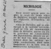Annonce de décès de Alain Jean Marie Fradin de Bellabre - La Petite Gironde - 10 août 1941. Annonce de décès de Alain Jean Marie Fradin de Bellabre - La Petite Gironde - 10 août 1941.