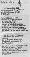 Annonce de décès de Jean de Lestapis - Le Figaro du 1er avril 1989. Annonce de décès de Jean de Lestapis - Le Figaro du 1er avril 1989.