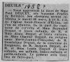 Annonce de décès de Suzanne Fradin de Belabre - presse inconnue - mars 1957. Annonce de décès de Suzanne Fradin de Belabre - presse inconnue - mars 1957.