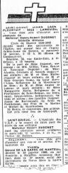Annonce de décès de Henry Hubert Dugenet - presse inconnue - janvier 1966. Annonce de décès de Henry Hubert Dugenet - presse inconnue - janvier 1966.